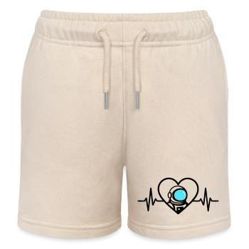 Astronaut Herz Raumfahrt Kosmos Helm - Kinder Organic Joggingshorts Mini Bolter von Stanley/Stella - Natur - Vorne