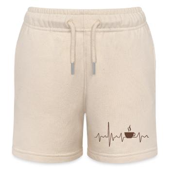 Coffee and Espresso Design Heartbeat for Baristas - Kids Organic Sweat Shorts by Stanley/Stella - soft Ecru - Front
