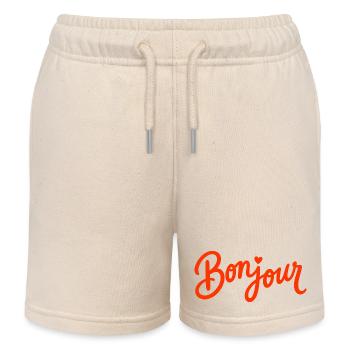 Bonjour avec Love Heart en France française - Short de jogging enfant bio Stanley/Stella - écru doux - Devant