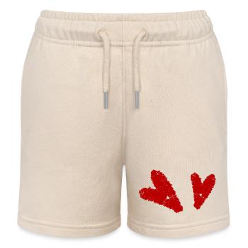 hand-drawn heart2 - Kids Organic Sweat Shorts by Stanley/Stella - soft Ecru - Front