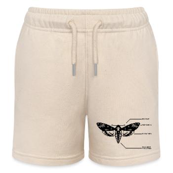 1bit Pixel Skull Hawkmoth - Kids Organic Sweat Shorts by Stanley/Stella - soft Ecru - Front