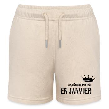 Princesses Are Born In January Birthday - Kids Organic Sweat Shorts by Stanley/Stella - soft Ecru - Front