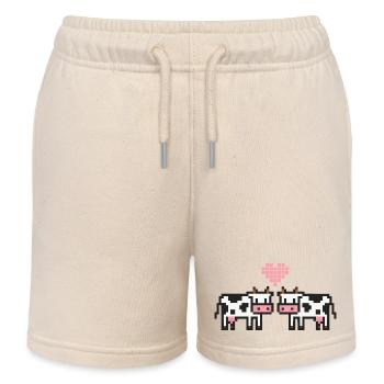 Vache Pixel Amour - Short de jogging enfant bio Stanley/Stella - écru doux - Devant