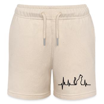Katze Kätzchen Mieze schwarz Geschenk - Kinder Organic Joggingshorts Mini Bolter von Stanley/Stella - Natur - Vorne