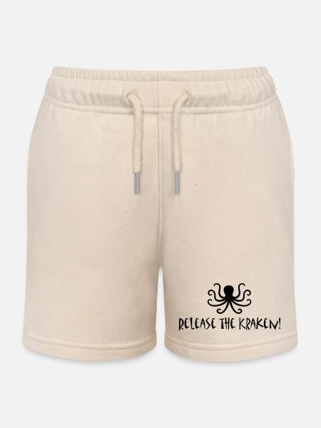 Release the Kraken - Kids Organic Sweat Shorts by Stanley/Stella - soft Ecru