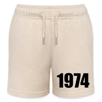 1974 Birthday Template Personalize Design - Kids Organic Sweat Shorts by Stanley/Stella - soft Ecru - Front