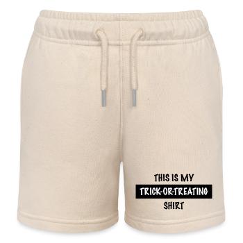This Is My Trick or Treating Shirt - Kids Organic Sweat Shorts by Stanley/Stella - soft Ecru - Front