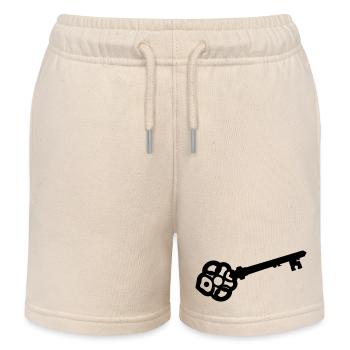 Verzierte Skelettschlüssel-Silhouette - Kinder Organic Joggingshorts Mini Bolter von Stanley/Stella - Natur - Vorne