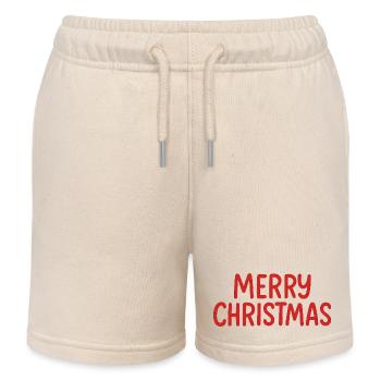 Merry Xmas Christmas - Kids Organic Sweat Shorts by Stanley/Stella - soft Ecru - Front