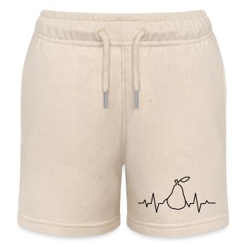 Gift for nutrition fans, pear heartbeat - Kids Organic Sweat Shorts by Stanley/Stella - soft Ecru - Front