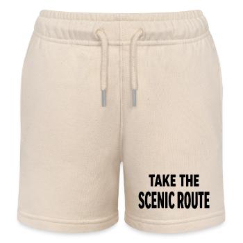 Take the scenic route Abenteuer Reise Spruch - Kids Organic Sweat Shorts by Stanley/Stella - soft Ecru - Front