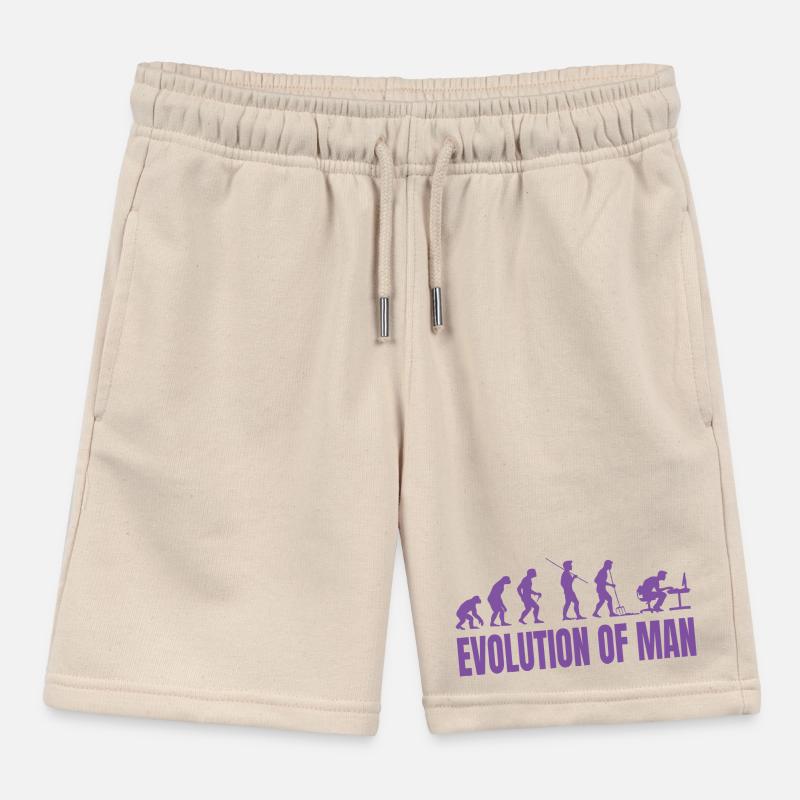 Programmer Computer Freak Evolution Retro Kids Organic Sweat Shorts by Stanley/Stella