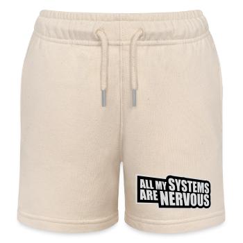 All My Systems Are Nervous Funny Fear Nerd Logo - Kids Organic Sweat Shorts by Stanley/Stella - soft Ecru - Front