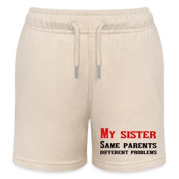 My sister: same parents, different problems - Kids Organic Sweat Shorts by Stanley/Stella - soft Ecru - Front