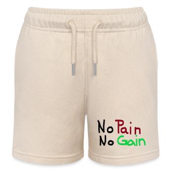 No Pain No Gain - Kids Organic Sweat Shorts by Stanley/Stella - soft Ecru - Front