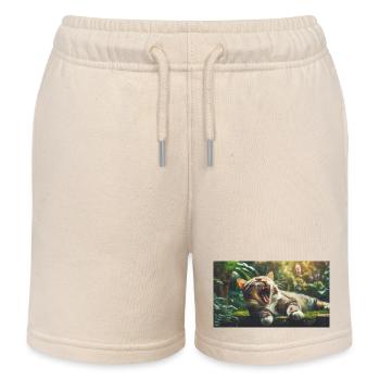 Niedliche Tiere chillen – Katze - Kinder Organic Joggingshorts Mini Bolter von Stanley/Stella - Natur - Vorne