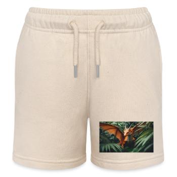Ein realistischer grün-orangefarbener Drache im Outback - Kinder Organic Joggingshorts Mini Bolter von Stanley/Stella - Natur - Vorne
