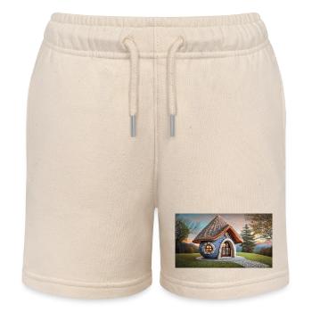 Lustiger Hooey, ein Haus ist rund und hat keine Ecken - Kinder Organic Joggingshorts Mini Bolter von Stanley/Stella - Natur - Vorne
