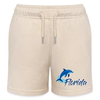Dolphin Florida Vacation - Kids Organic Sweat Shorts by Stanley/Stella - soft Ecru - Front