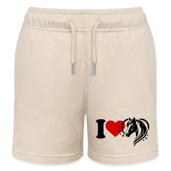 I love Pferde - Kinder Organic Joggingshorts Mini Bolter von Stanley/Stella - Natur - Vorne