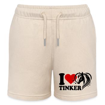 I love horse Tinker - Kids Organic Sweat Shorts by Stanley/Stella - soft Ecru - Front