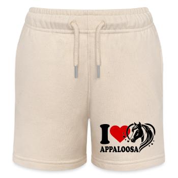 I love Pferd Appaloosa - Kinder Organic Joggingshorts Mini Bolter von Stanley/Stella - Natur - Vorne