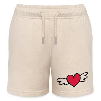 cadeau d'amour coeur volant - Short de jogging enfant bio Stanley/Stella - écru doux - Devant
