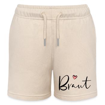 Bride heart hen party gift - Kids Organic Sweat Shorts by Stanley/Stella - soft Ecru - Front