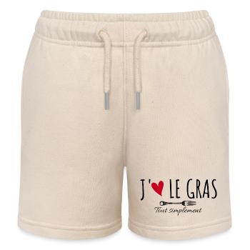 J'aime le gras tout simplement - Short de jogging enfant bio Stanley/Stella - écru doux - Devant
