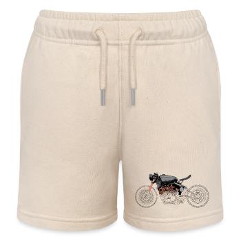 Motorrad Biker Illustration Zeichnung Symbol Icon - Kinder Organic Joggingshorts Mini Bolter von Stanley/Stella - Natur - Vorne