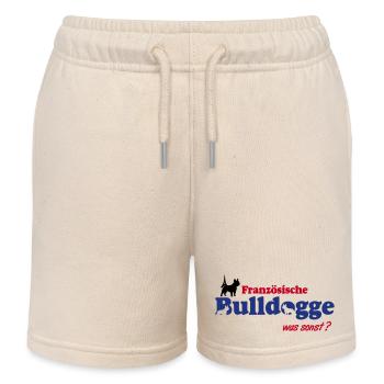 Französische Bulldogge Logo - Kinder Organic Joggingshorts Mini Bolter von Stanley/Stella - Natur - Vorne