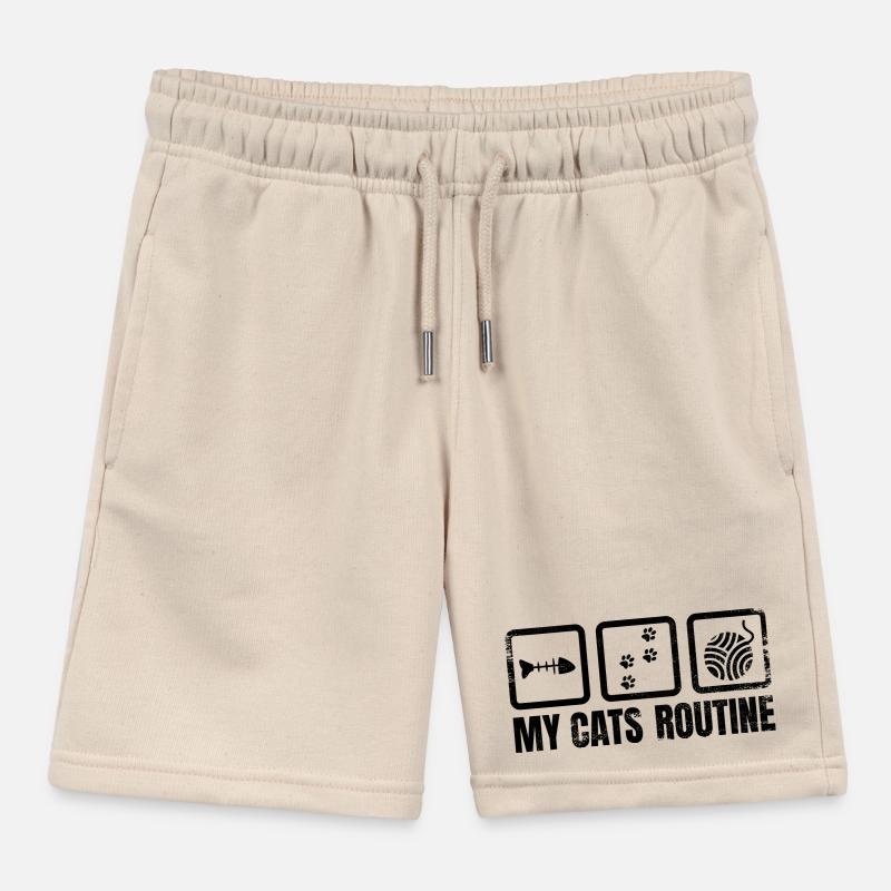 Cat Daily Routine Kids Organic Sweat Shorts by Stanley/Stella