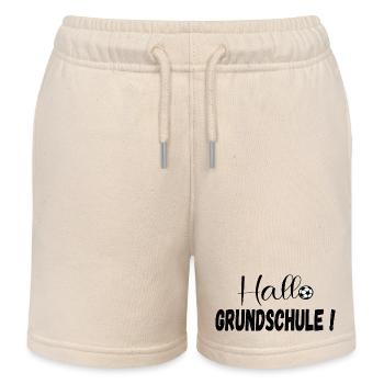 Schulanfang Hallo Grundschule Fußball - Kinder Organic Joggingshorts Mini Bolter von Stanley/Stella - Natur - Vorne