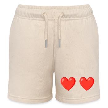 Rote Herzen lieben Design - Kinder Organic Joggingshorts Mini Bolter von Stanley/Stella - Natur - Vorne