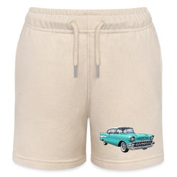 Vintage US Automobile Illustration - Kinder Organic Joggingshorts Mini Bolter von Stanley/Stella - Natur - Vorne