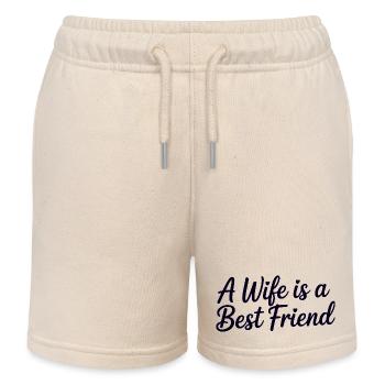 Wife Is a Best Friend - Kids Organic Sweat Shorts by Stanley/Stella - soft Ecru - Front