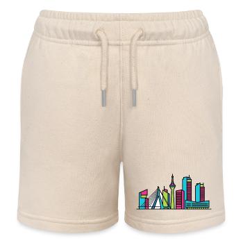 Amsterdam City Skyline Canal Houses Line Art - Kids Organic Sweat Shorts by Stanley/Stella - soft Ecru - Front