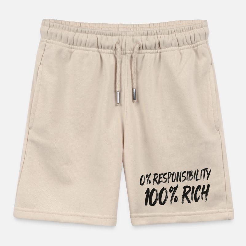 0% Responsibility 100% Wealth Kids Organic Sweat Shorts by Stanley/Stella