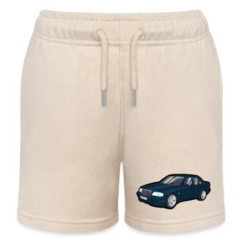 Blauer Oldtimer Cartoon Auto - Kinder Organic Joggingshorts Mini Bolter von Stanley/Stella - Natur - Vorne