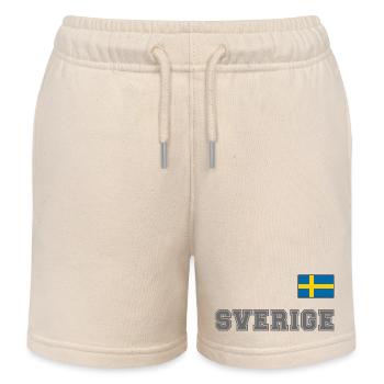 SCHWEDEN - SVERIGE Trikot Look - Flagge auf Brust - Kinder Organic Joggingshorts Mini Bolter von Stanley/Stella - Natur - Vorne