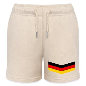 Rote Gelbe Chevron Form Muster - Kinder Organic Joggingshorts Mini Bolter von Stanley/Stella - Natur - Vorne
