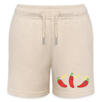 Chili sleeping face - Kids Organic Sweat Shorts by Stanley/Stella - soft Ecru - Front