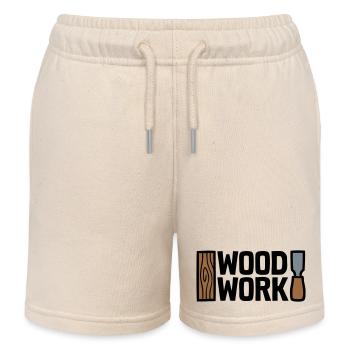 Wood Work Schriftzug Logo - Kinder Organic Joggingshorts Mini Bolter von Stanley/Stella - Natur - Vorne