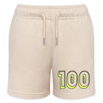 100. 100 YEARS. 100th ANNIVERSARY. HAPPY BIRTHDAY - Kids Organic Sweat Shorts by Stanley/Stella - soft Ecru - Front