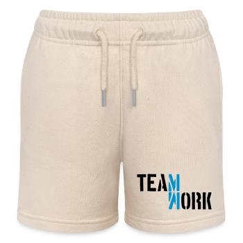 Blau Teamwork Schatten gespiegelt Logo Design Crew - Kinder Organic Joggingshorts Mini Bolter von Stanley/Stella - Natur - Vorne