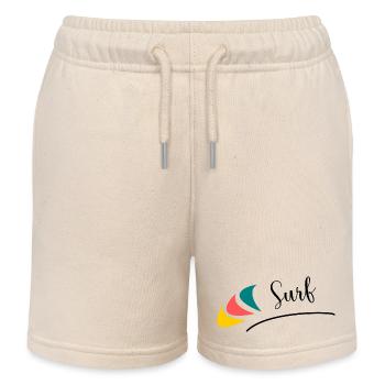 HOLIDAY. HAPPY HOLIDAYS. MISTRESS. MASTER. TEACHER - Kids Organic Sweat Shorts by Stanley/Stella - soft Ecru - Front