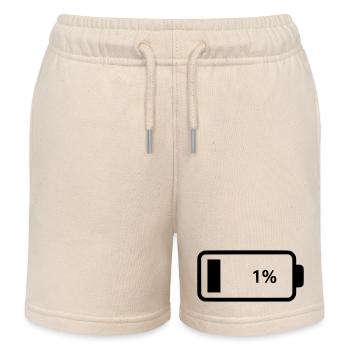 Empty battery battery 1% - Kids Organic Sweat Shorts by Stanley/Stella - soft Ecru - Front