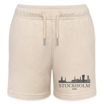 Stockholm, Schweden, Stockholms Skyline - Kinder Organic Joggingshorts Mini Bolter von Stanley/Stella - Natur - Vorne