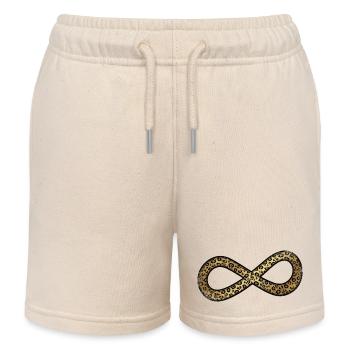 Leopard Infinity Pattern - Kids Organic Sweat Shorts by Stanley/Stella - soft Ecru - Front