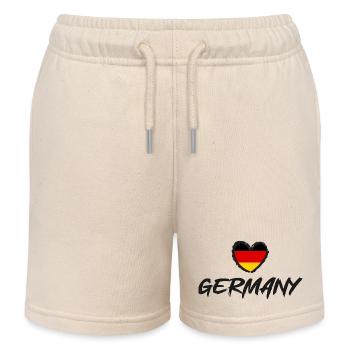I Love Germany Deutschlandflagge Herz - Kinder Organic Joggingshorts Mini Bolter von Stanley/Stella - Natur - Vorne
